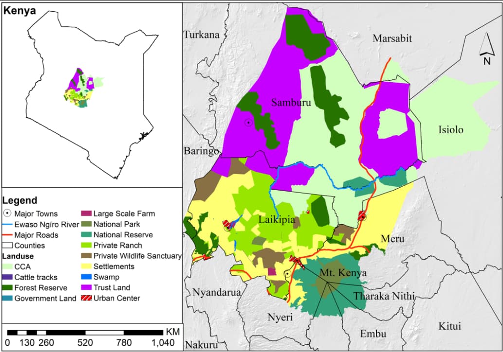 Map of the Laikipia landscape and surrounding conservancies