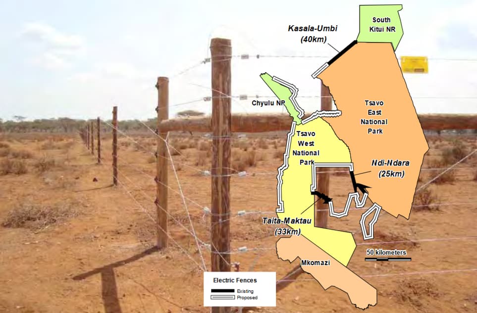 Large-scale electric fencing in the Tsavo ecosystem